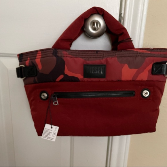 NWT Diesel burgundy camouflage orange shoulder handbag - Picture 12 of 16
